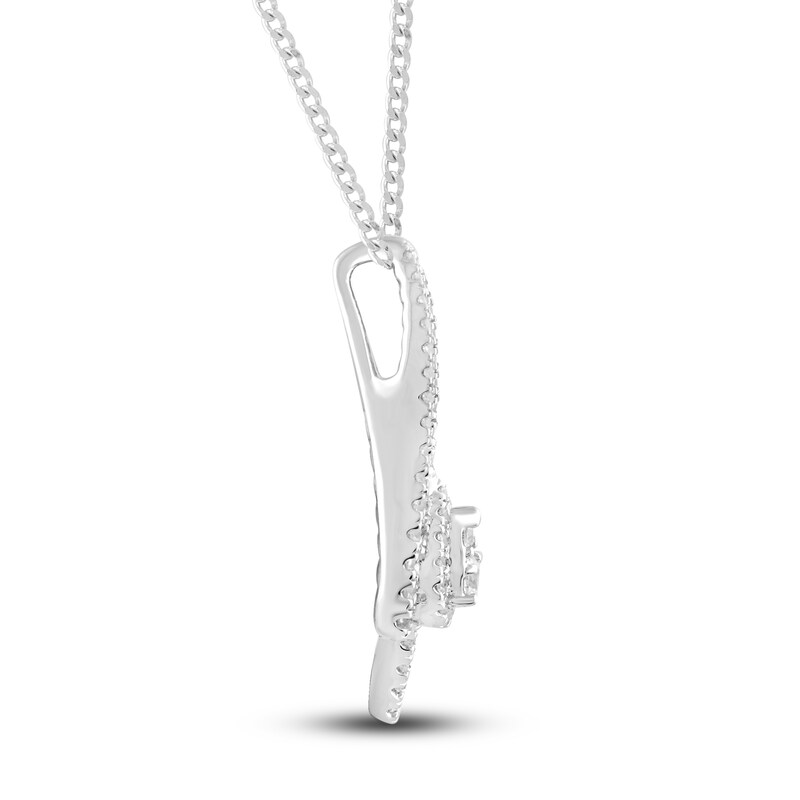 Main Image 4 of Diamond Pendant Necklace 1/4 ct tw Round 10K White Gold 18"