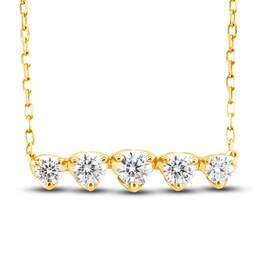Diamond Bar Pendant Necklace 5/8 ct tw Round 10K Yellow Gold