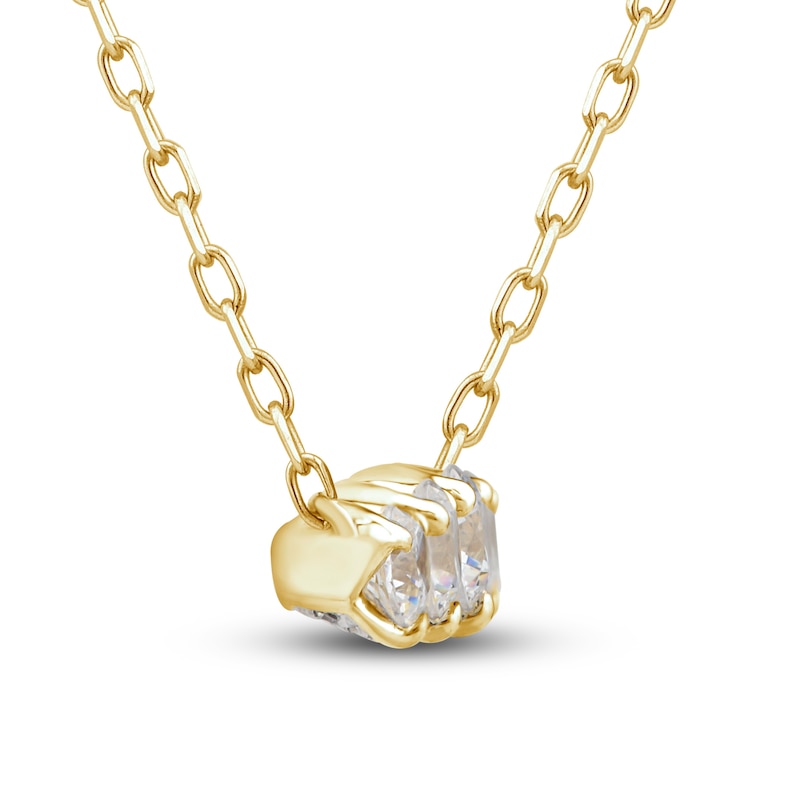 Diamond Bar Pendant Necklace 5/8 ct tw Round 10K Yellow Gold