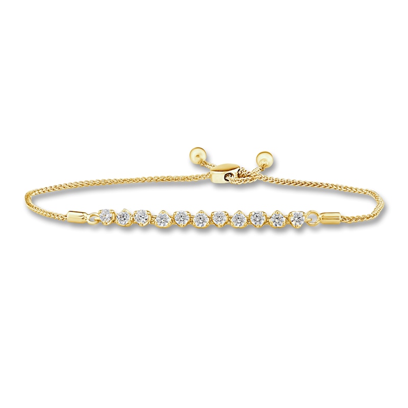 Diamond Bolo Bracelet 1 ct tw Round 14K Yellow Gold