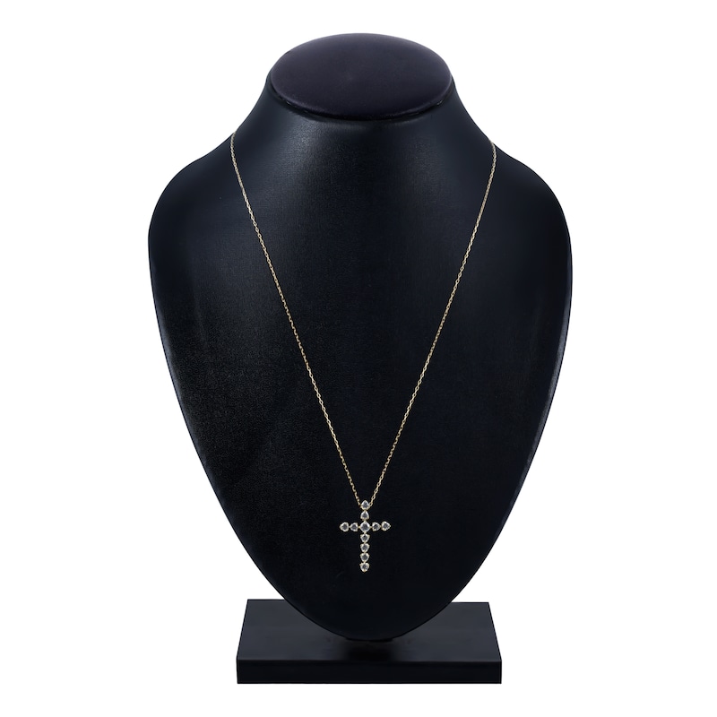 Main Image 3 of Diamond Cross Pendant Necklace 1 ct tw Round 14K Yellow Gold