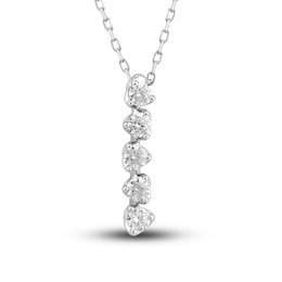 Diamond Vertical Bar Pendant Necklace 1/2 ct tw Round 10K White Gold