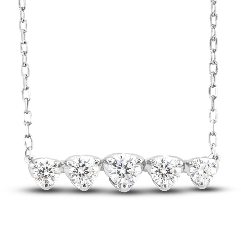 Main Image 1 of Diamond Bar Pendant Necklace 5/8 ct tw Round 10K White Gold
