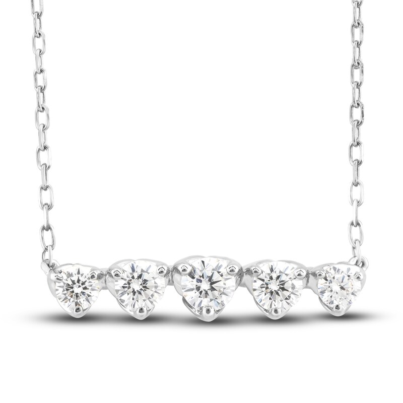 Diamond Bar Pendant Necklace 5/8 ct tw Round 10K White Gold