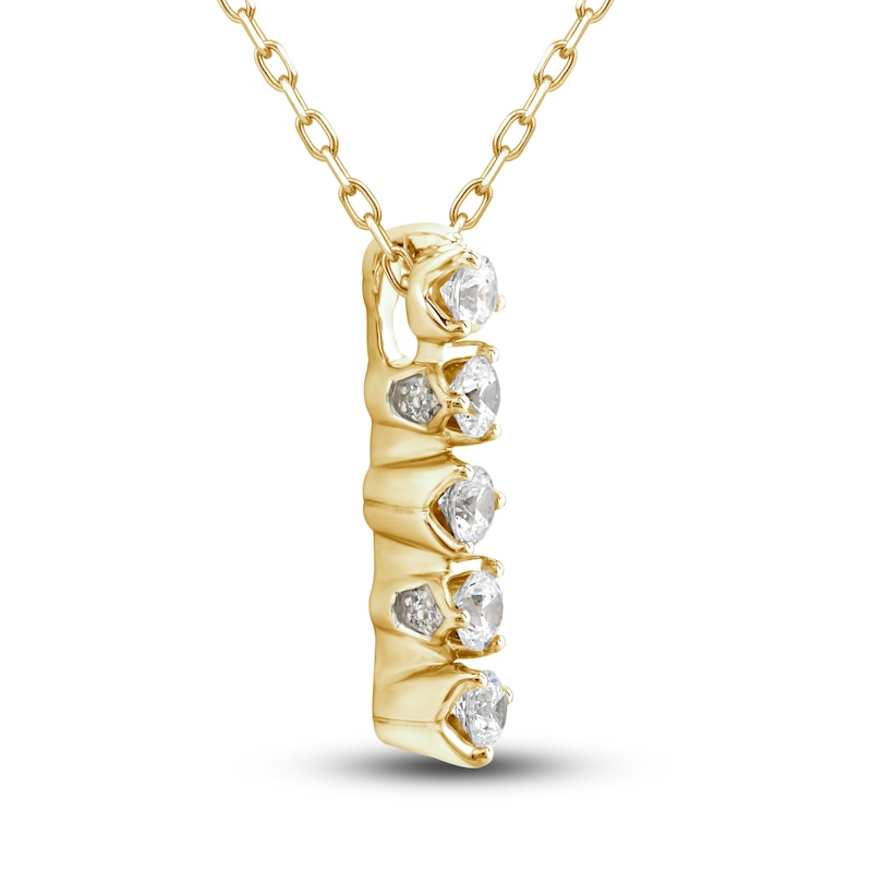 Diamond Vertical Bar Pendant Necklace 1/3 ct tw Round 10K Yellow Gold