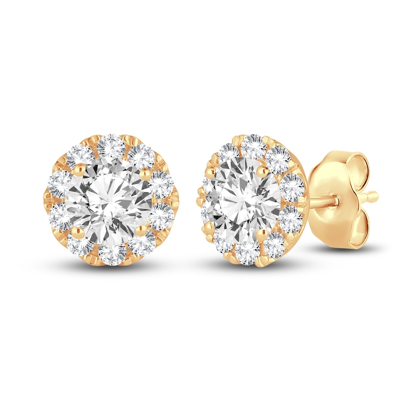 Main Image 1 of Diamond Stud Earrings 1 ct tw Round 14K Yellow Gold