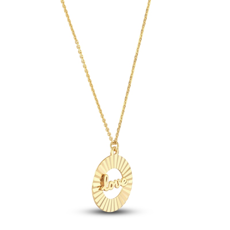 Main Image 2 of Fluted "LOVE" Necklace 14K Yellow Gold 16"