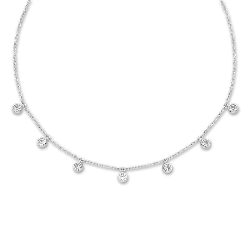 Main Image 2 of Diamond Choker Necklace 1 ct tw Round 14K White Gold 16" Adj.