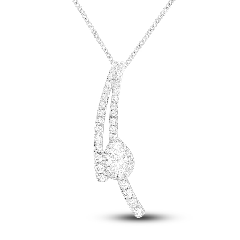 Diamond Pendant Necklace 1/2 ct tw Pear/Round 10K White Gold 19"