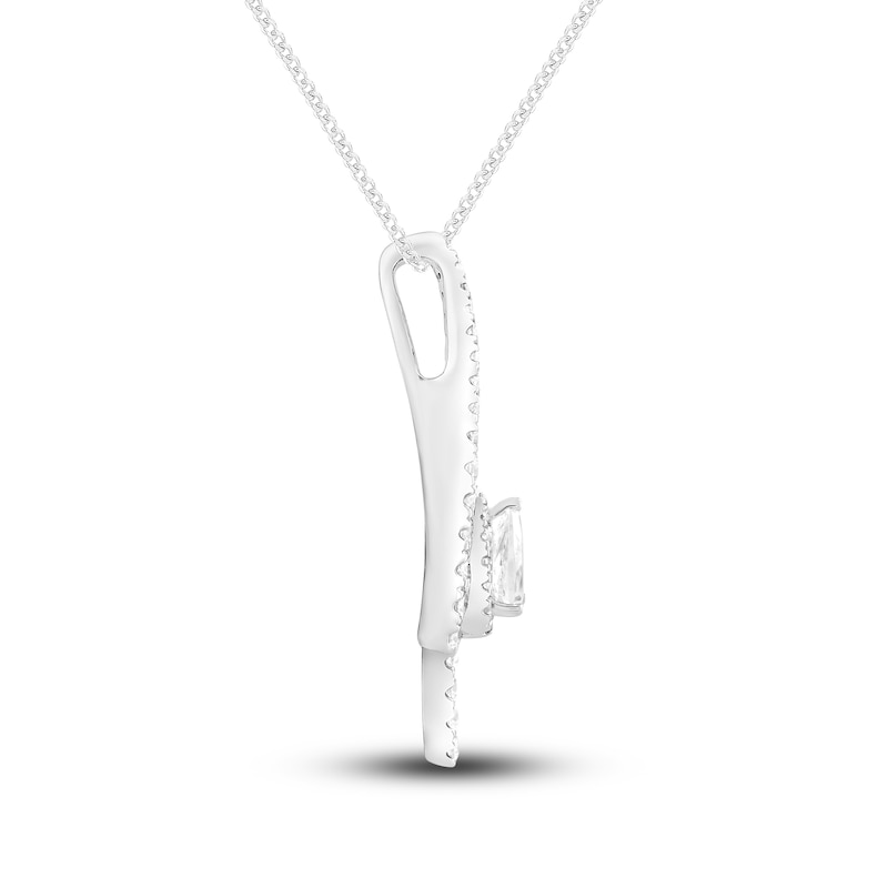Main Image 3 of Diamond Pendant Necklace 1/2 ct tw Pear/Round 10K White Gold 19"