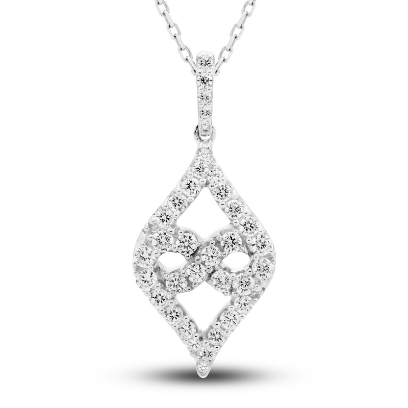 Diamond Necklace 1/2 ct tw Round 10K White Gold 18"
