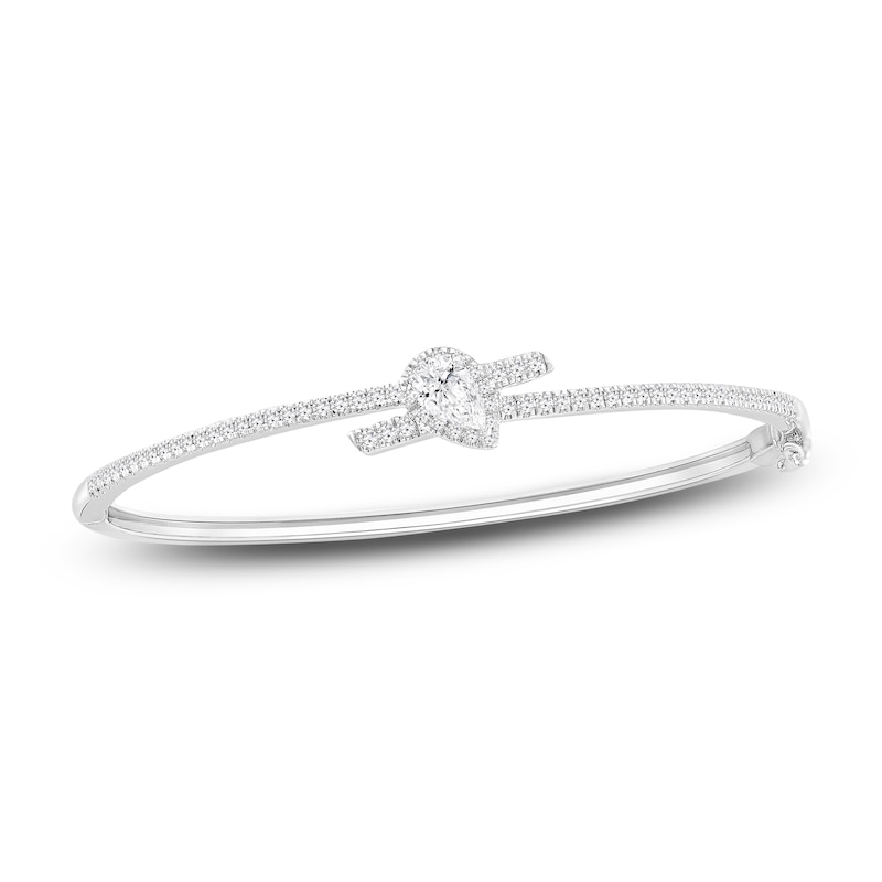 Main Image 1 of Diamond Bangle Bracelet 1 ct tw Pear/Round 14K White Gold 7.5"