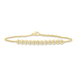 Diamond Heart Bracelet 1/10 ct tw Round 10K Yellow Gold 6.5&quot;