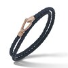 Marco Dal Maso Men's Double Blue Leather Bracelet Sterling Silver/18K Rose Gold-Plated 16"