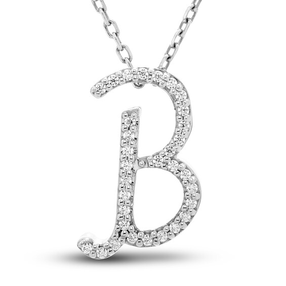 Diamond Letter B Pendant Necklace 1/10 ct tw Round 10K White Gold Jared