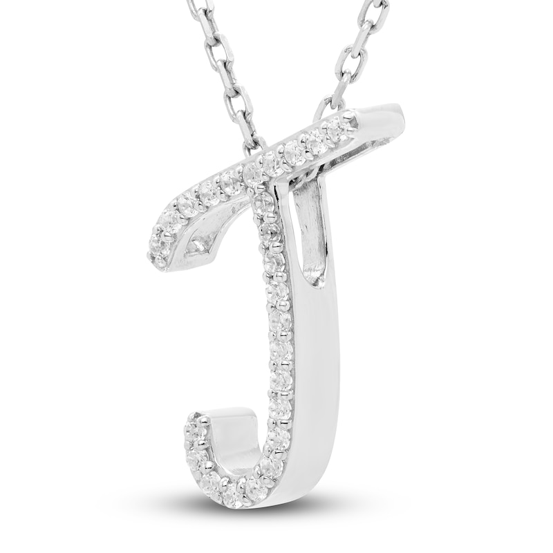 Main Image 2 of Diamond Letter T Pendant Necklace 1/10 ct tw Round 10K White Gold