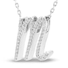 Thumbnail Image 2 of Diamond Letter M Pendant Necklace 1/10 ct tw Round 10K White Gold 18"