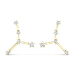 Diamond Cancer Constellation Earrings 1/8 ct tw Round 14K Yellow Gold