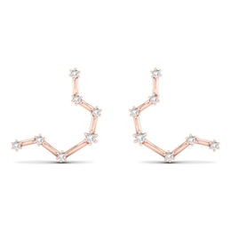 Diamond Aquarius Constellation Earrings 1/8 ct tw Round 14K Rose Gold