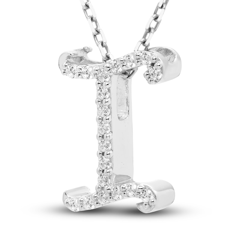 Main Image 2 of Diamond Letter I Pendant Necklace 1/10 ct tw Round 10K White Gold