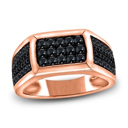 Men's Black Diamond Anniversary Ring 3/4 ct tw Round 14K Rose Gold