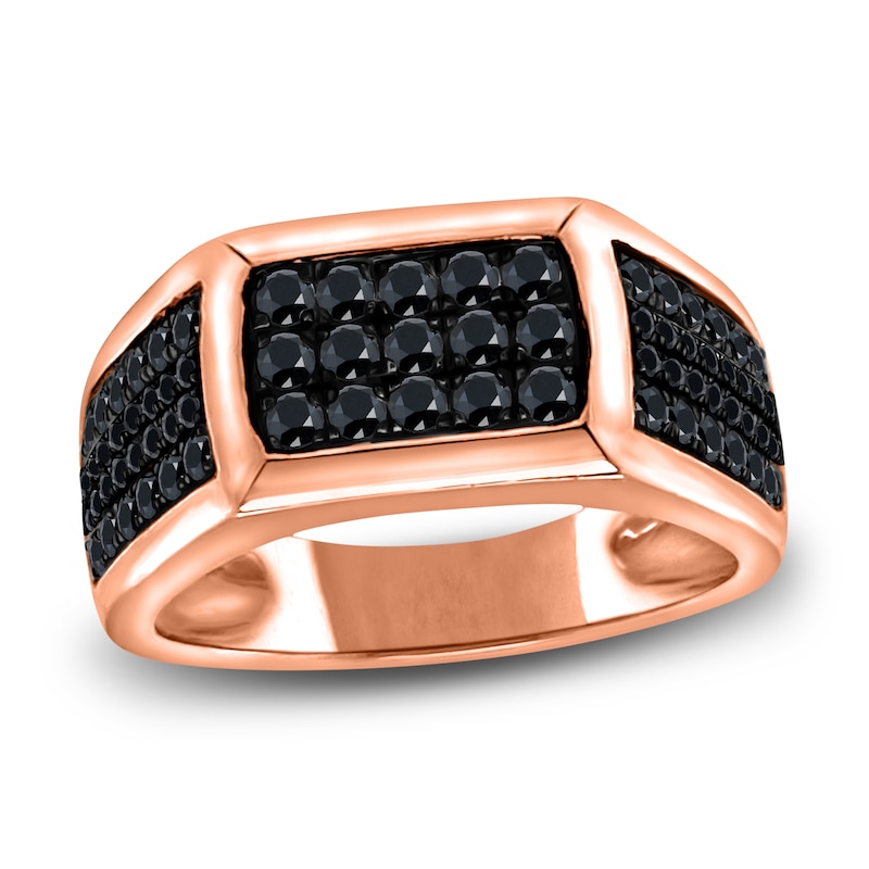 Main Image 1 of Men's Black Diamond Anniversary Ring 3/4 ct tw Round 14K Rose Gold