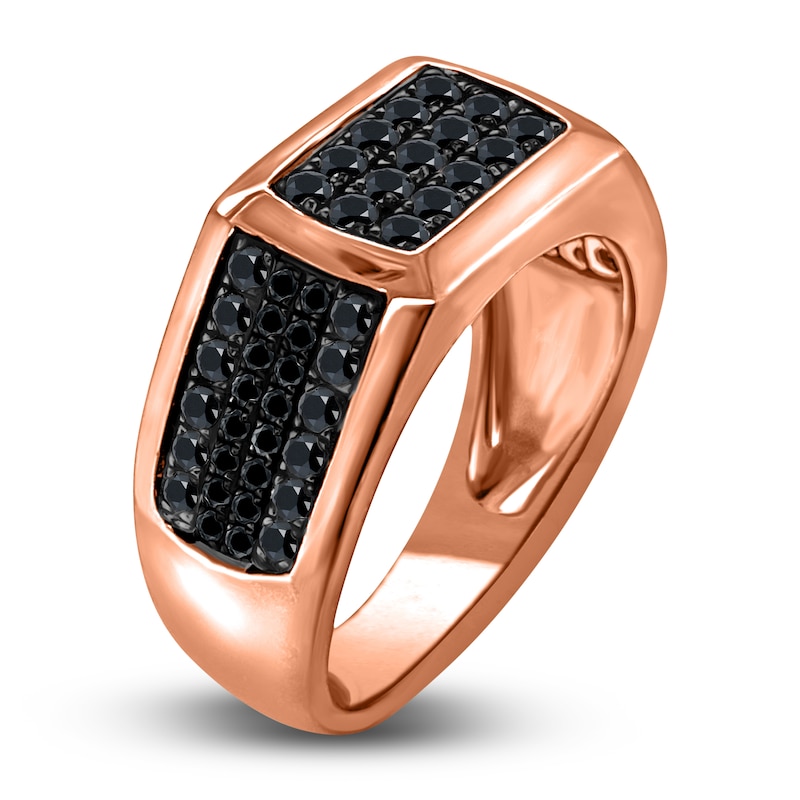 Main Image 2 of Men's Black Diamond Anniversary Ring 3/4 ct tw Round 14K Rose Gold