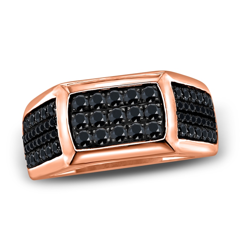 Main Image 3 of Men's Black Diamond Anniversary Ring 3/4 ct tw Round 14K Rose Gold