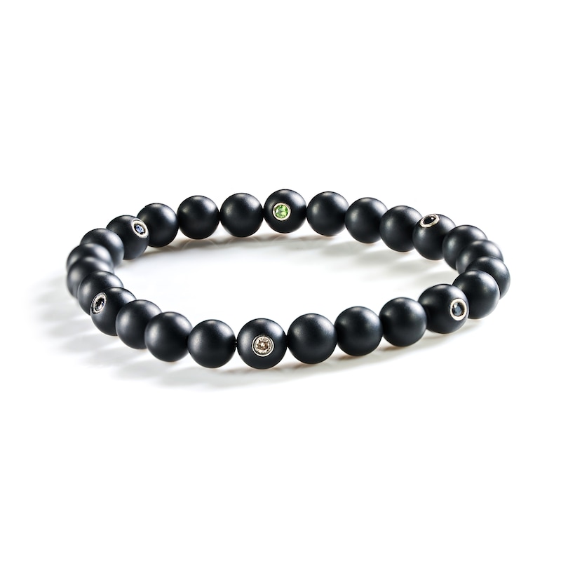 Men's Matte Onyx Double Bead Bracelet - Black Gemstones