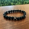 Thumbnail Image 2 of Natural Onyx & Tsavorite Bracelet 1/3 ct tw Diamonds Sterling Silver Size Medium/Large