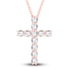 Thumbnail Image 0 of Diamond Cross Pendant Necklace 2-3/4 ct tw Round 14K Rose Gold 18"