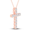Thumbnail Image 2 of Diamond Cross Pendant Necklace 2-3/4 ct tw Round 14K Rose Gold 18"