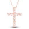 Thumbnail Image 3 of Diamond Cross Pendant Necklace 2-3/4 ct tw Round 14K Rose Gold 18"