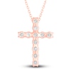 Thumbnail Image 2 of Diamond Cross Pendant Necklace 2-3/4 ct tw Round 14K Rose Gold 18"