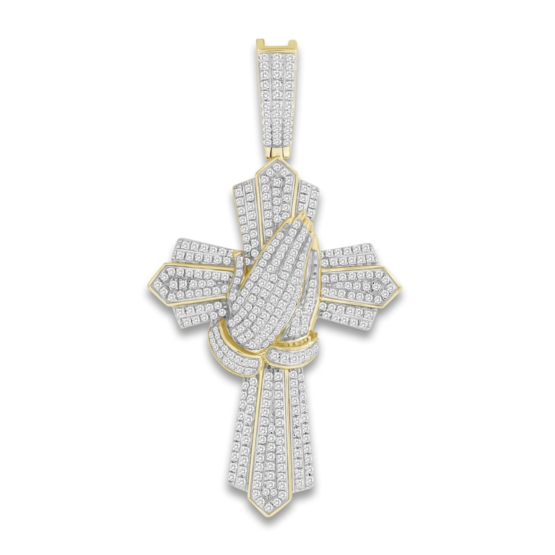 Men's Diamond Cross Charm 1 ct tw Round 10K Yellow Gold