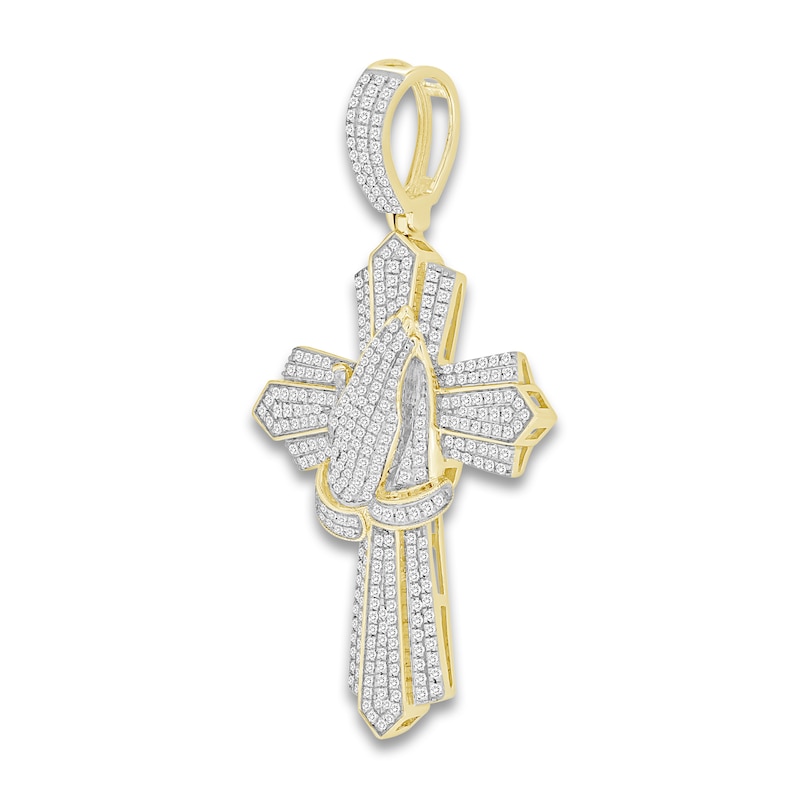 Main Image 2 of Men's Diamond Cross Charm 1 ct tw Round 10K Yellow Gold