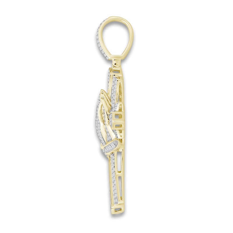 Main Image 3 of Men's Diamond Cross Charm 1 ct tw Round 10K Yellow Gold