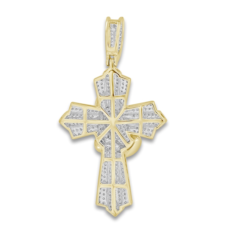 Main Image 4 of Men's Diamond Cross Charm 1 ct tw Round 10K Yellow Gold