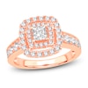 Thumbnail Image 1 of Diamond Double Halo Engagement Ring 1-1/3 ct tw Princess 14K Rose Gold
