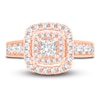 Thumbnail Image 3 of Diamond Double Halo Engagement Ring 1-1/3 ct tw Princess 14K Rose Gold