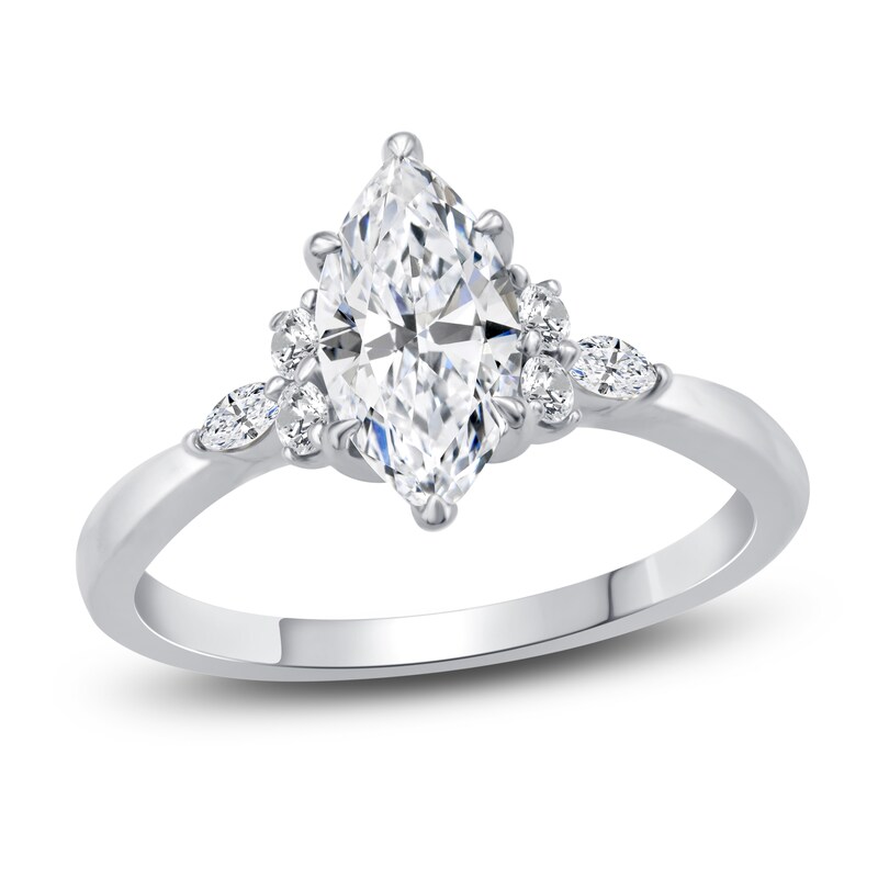 Diamond Engagement Ring 1 ct tw Marquise/Round 14K White Gold