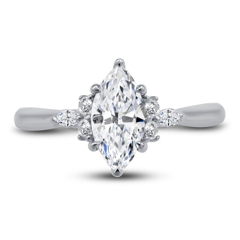 Main Image 4 of Diamond Engagement Ring 1 ct tw Marquise/Round 14K White Gold