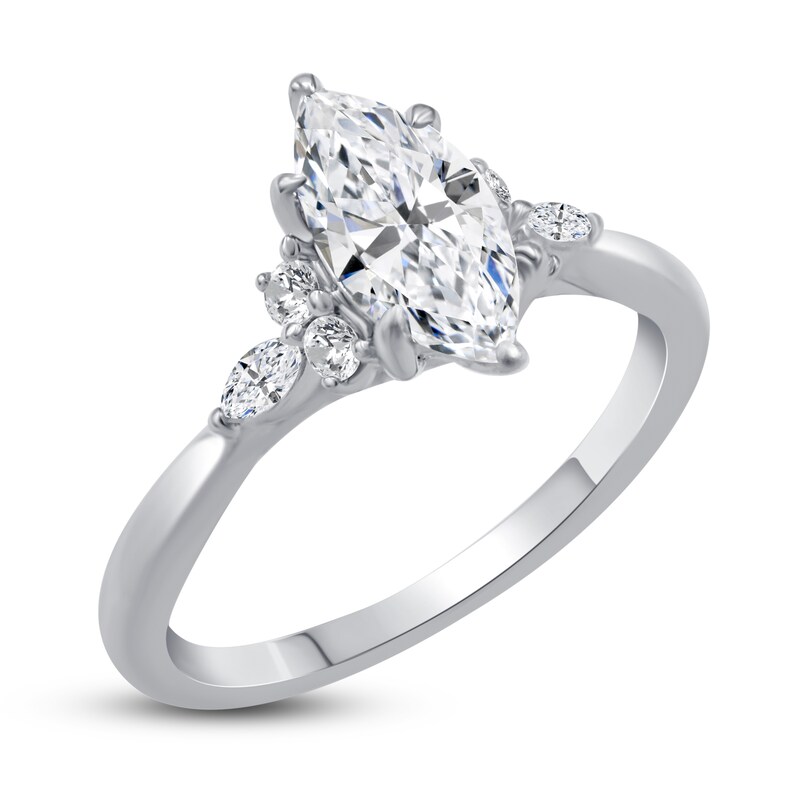 Main Image 5 of Diamond Engagement Ring 1 ct tw Marquise/Round 14K White Gold
