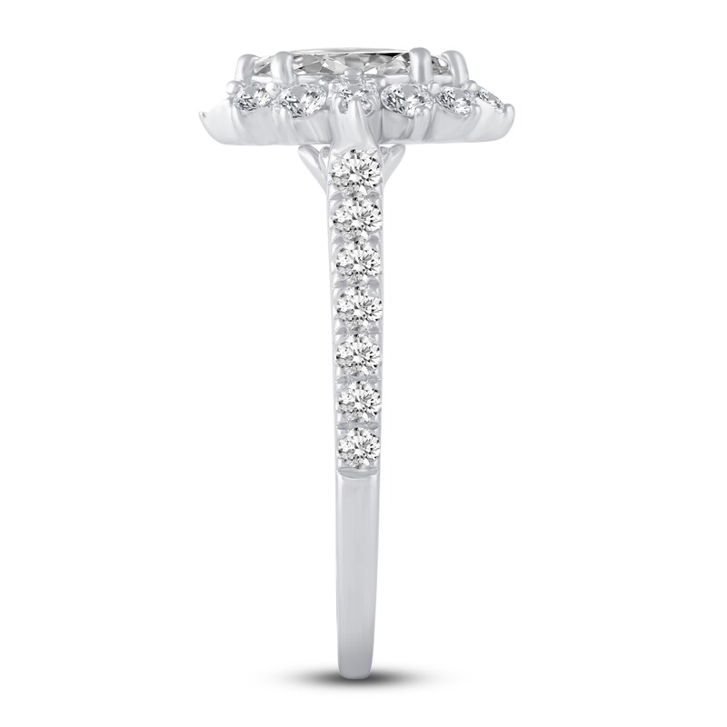 Main Image 3 of Diamond Halo Engagement Ring 1-1/4 ct tw Marquise/Round 14K White Gold