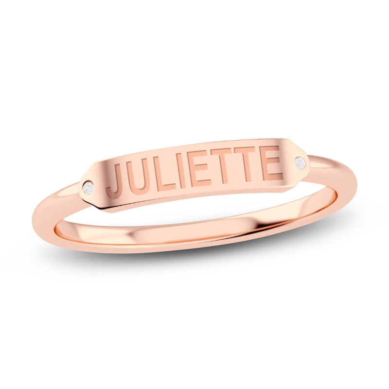 Juliette Maison Diamond Engravable Ring 1/20 ct tw Round 10K Rose Gold