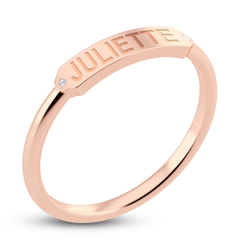 Main Image 2 of Juliette Maison Diamond Engravable Ring 1/20 ct tw Round 10K Rose Gold