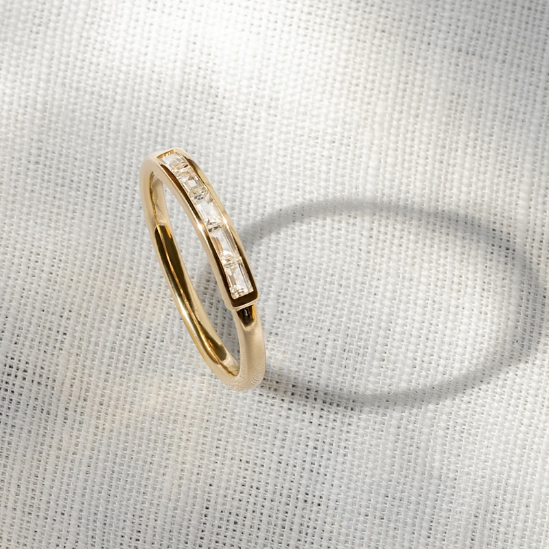 Main Image 4 of Juliette Maison Natural Garnet Baguette Bar Ring 10K Rose Gold