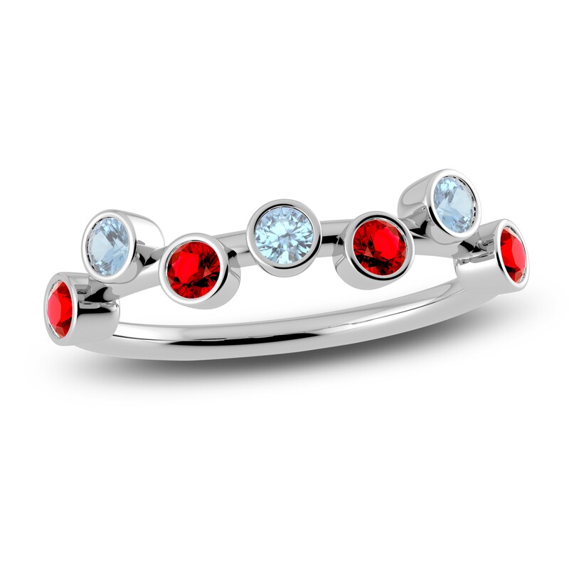Main Image 1 of Juliette Maison Natural Aquamarine & Natural Ruby Ring 10K White Gold