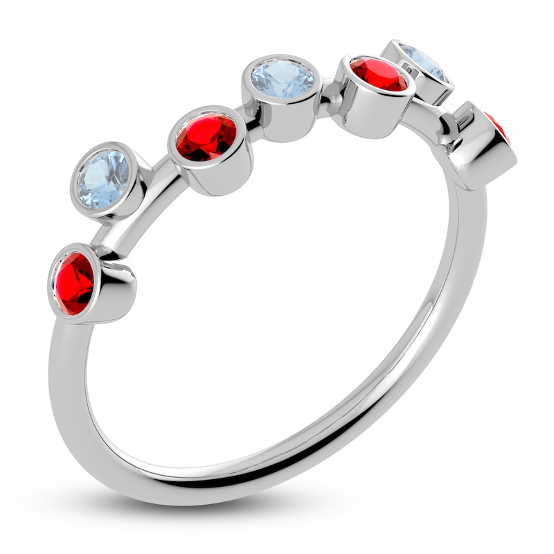 Main Image 2 of Juliette Maison Natural Aquamarine & Natural Ruby Ring 10K White Gold