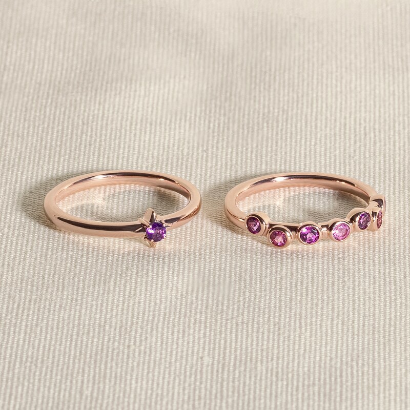 Main Image 4 of Juliette Maison Natural Emerald & Natural Rhodolite Garnet Ring 10K Yellow Gold